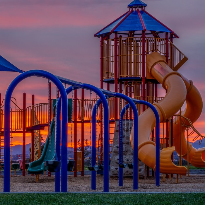 sunset and playground