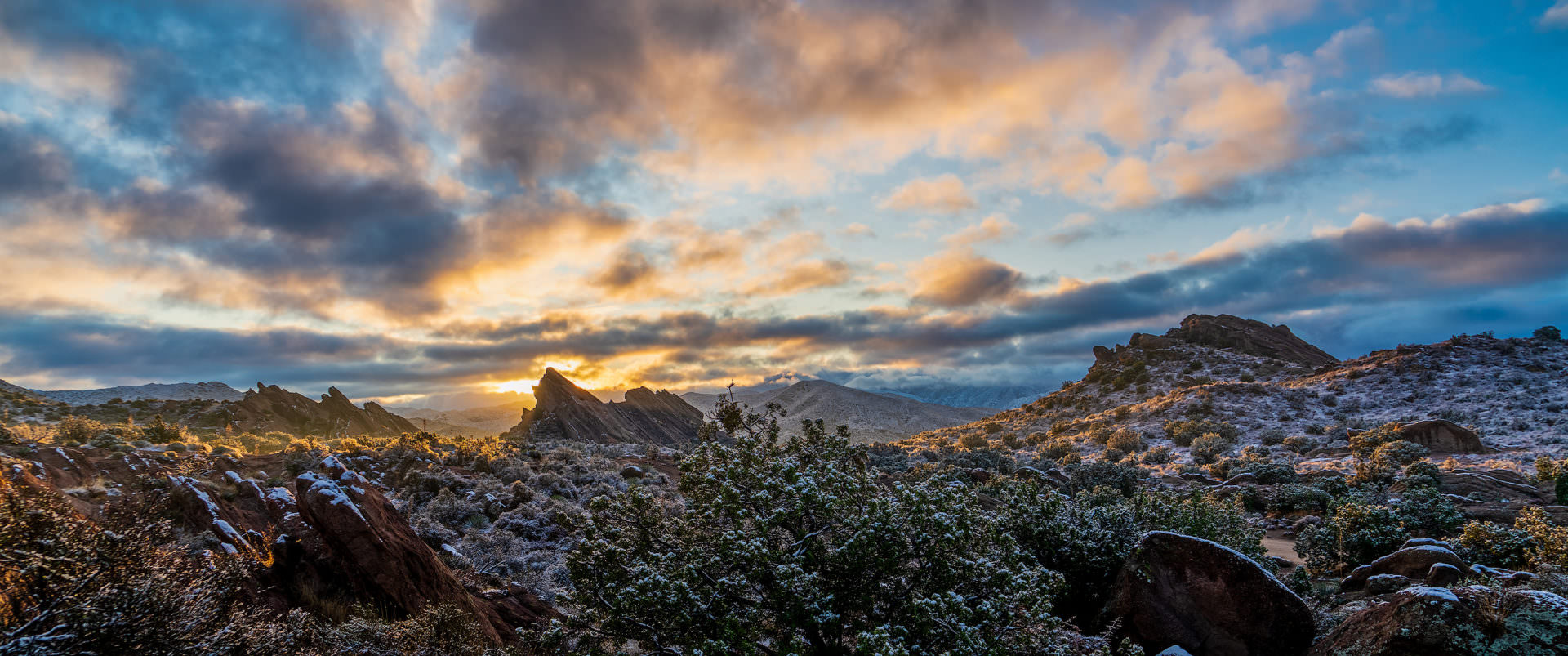 Snowy Vasquez Rocks Sunrise