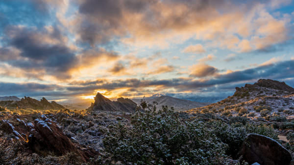Snowy Vasquez Rocks Sunrise