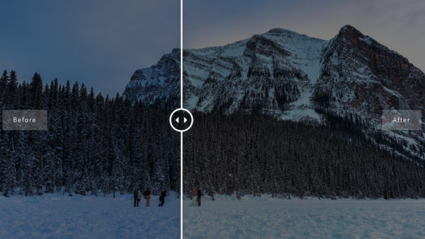 lake louise photo before and after