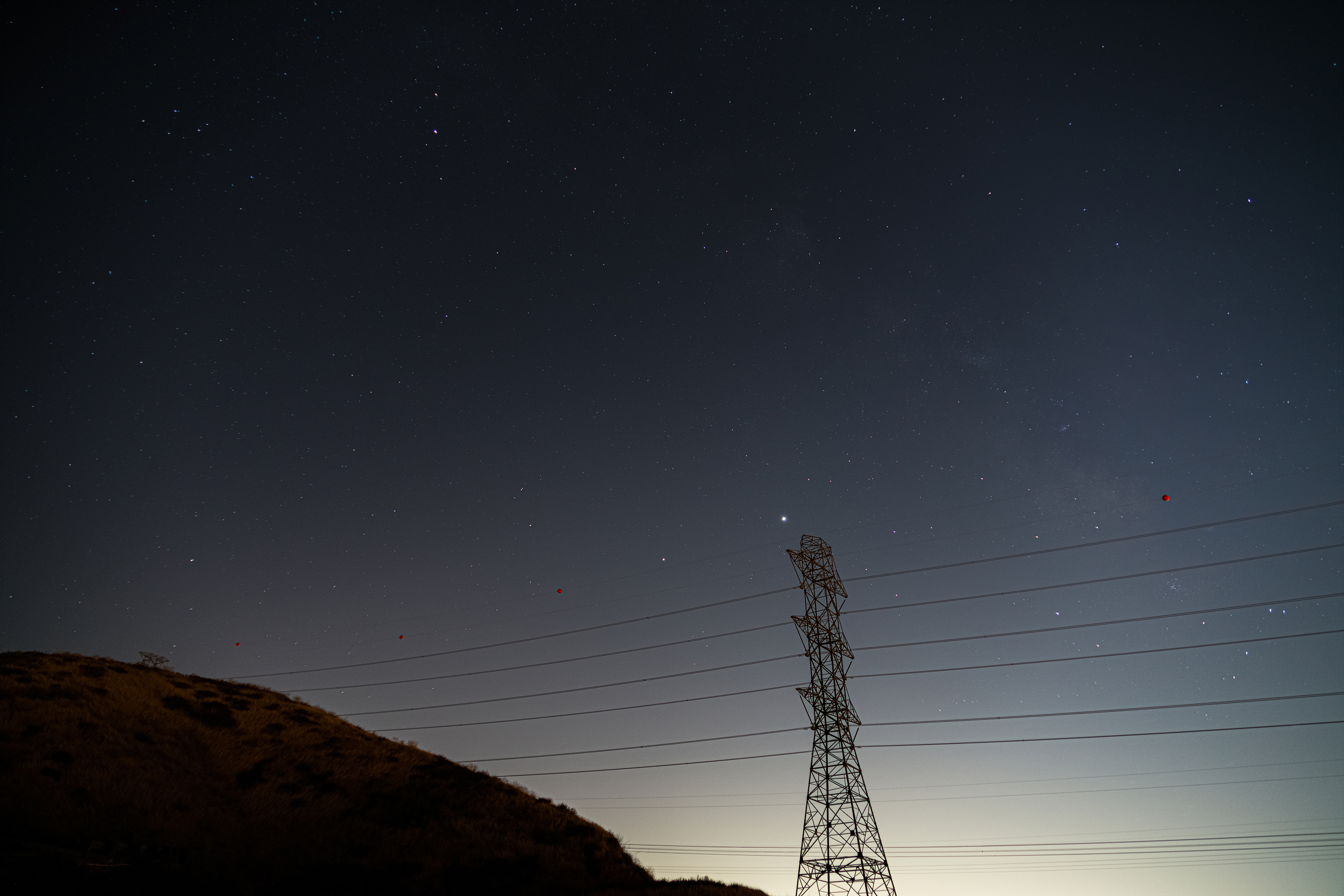 Starry Sky with power lines