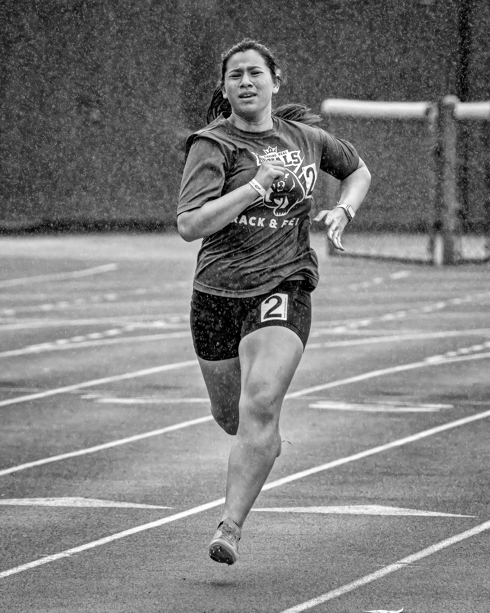 A Stormy Track Meet in Black and White