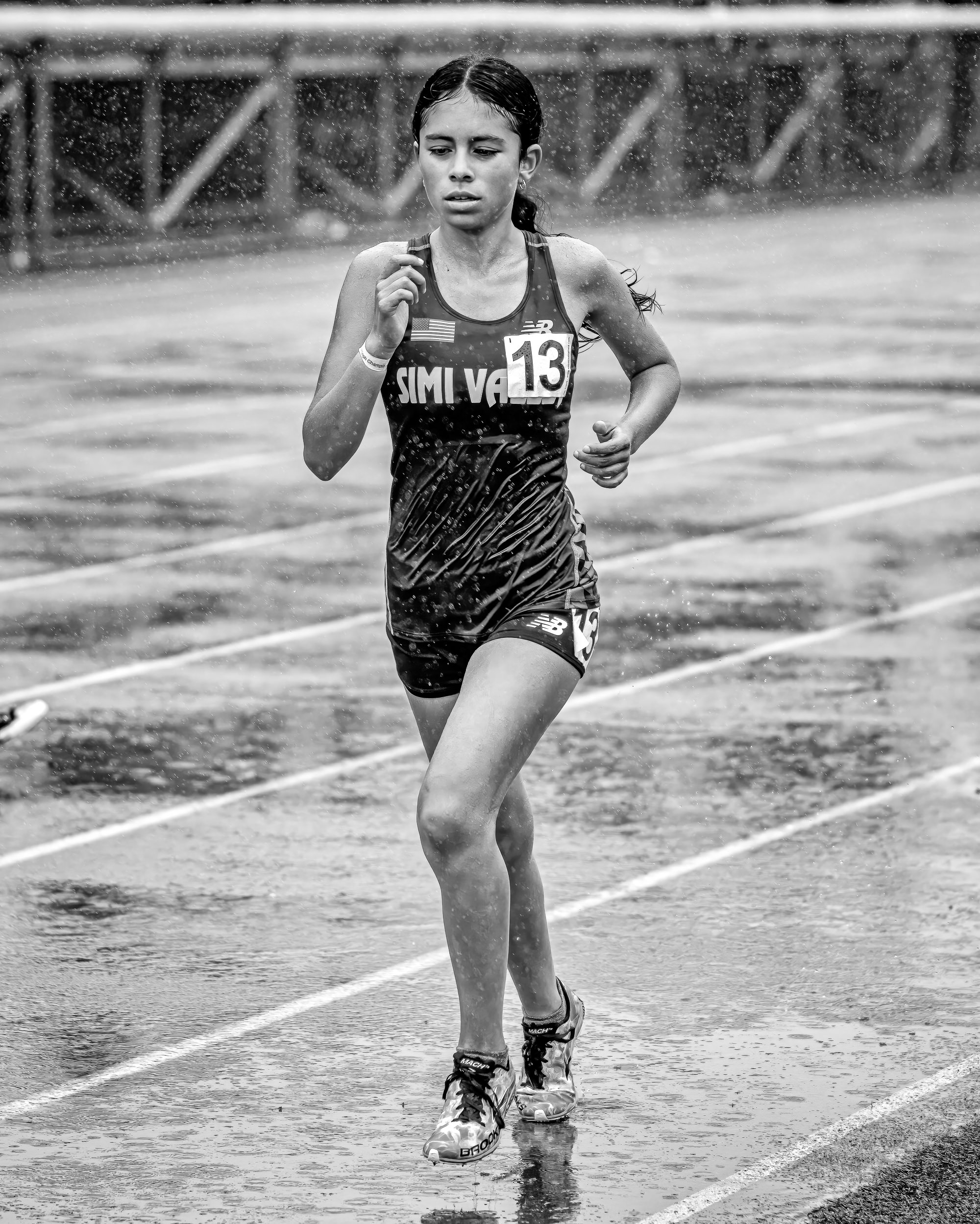 A Stormy Track Meet in Black and White